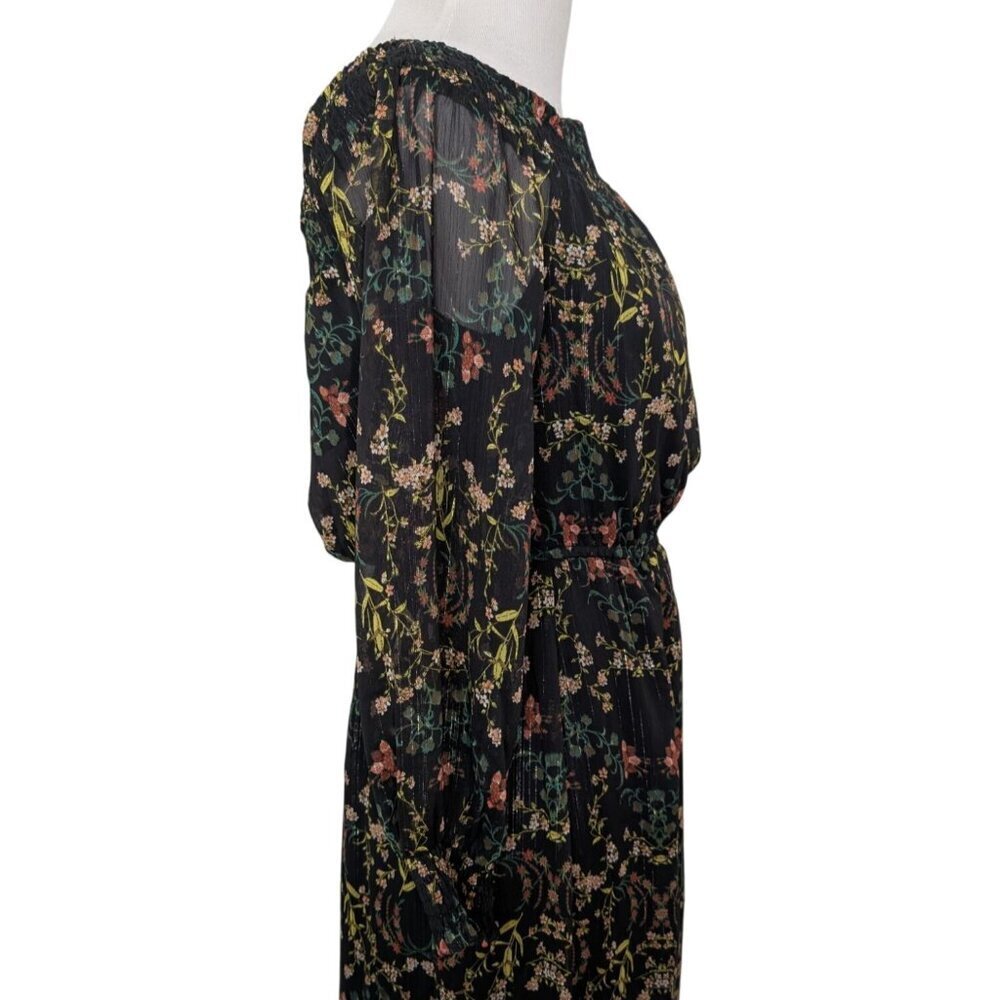 Jealous Tomato Floral Off Shoulder Maxi Dress Womens Size Small Black Front Slit - Picture 8 of 12